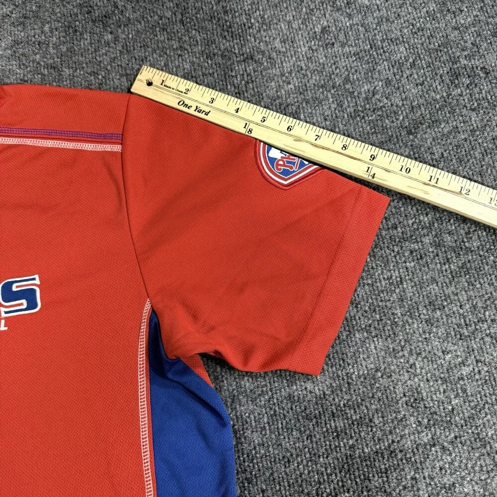 Philadelphia Phillies MLB Mens Large TX3 Cool Red Blue V Neck Baseball Shirt